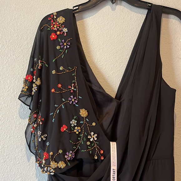 Ieena for Mac Duggal FAUX WRAP MULTI COLORED BEADED FLORAL GOWN NWT 26530 - Picture 14 of 17